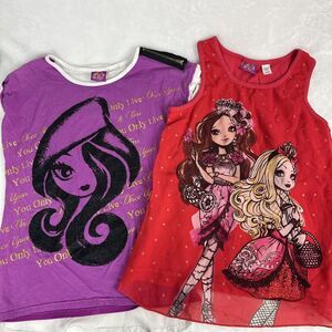 Ever After High Doll Girls Blouse Top Shirt Size L (10/12) & XL (14/16) Lot of 2
